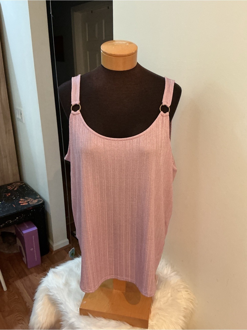 NWT Jennifer Lopez XXL soft lavendar Shimmer Ring Strap Tank Top Plus Size - Picture 7 of 11